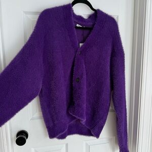 Zara Fuzzy Purple Cardigan